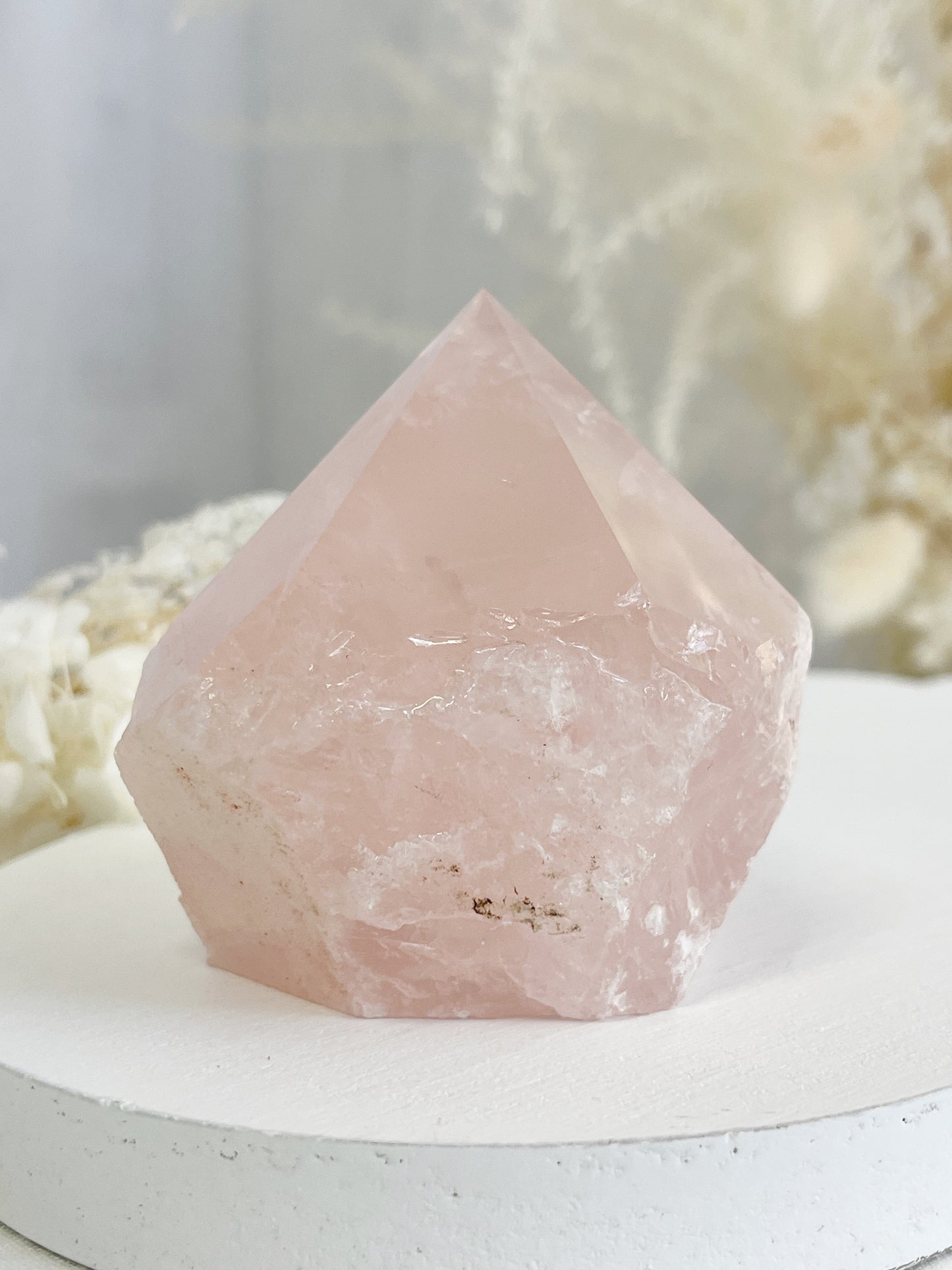 ROSE QUARTZ SEMI POLISHED POINT || 32097