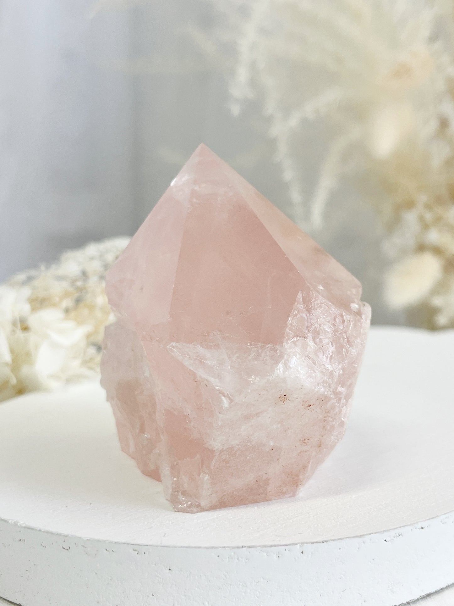 ROSE QUARTZ SEMI POLISHED POINT || 32097