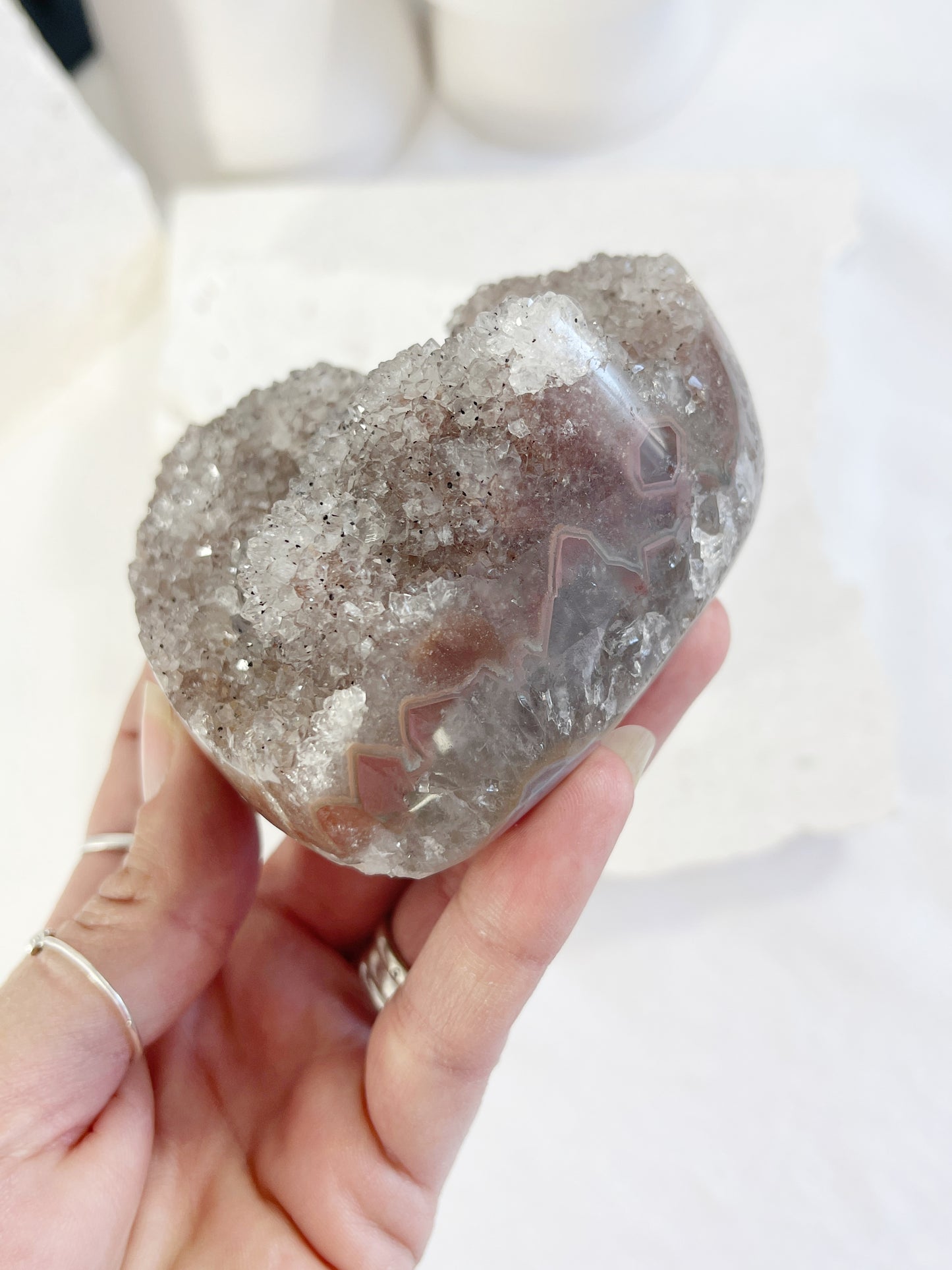 AMETHYST SUGAR DRUZE CLUSTER HEART | 001