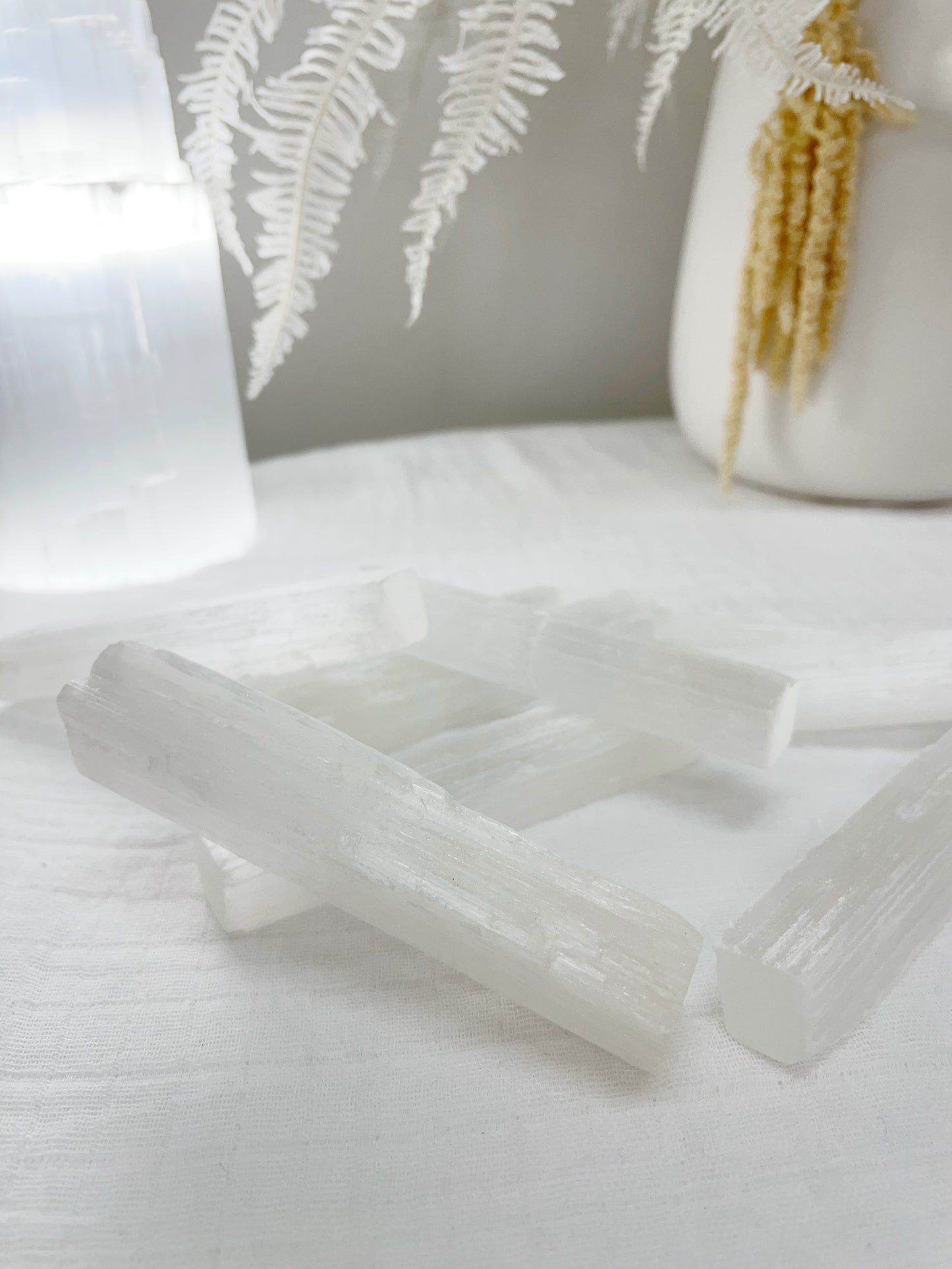 NATURAL SELENITE STICK, STONED AND SAGED AUSTRALIA