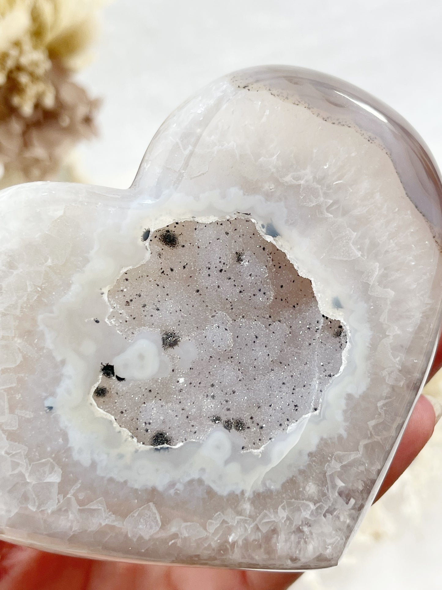 DRUZE AGATE HEART | ON STAND 100814