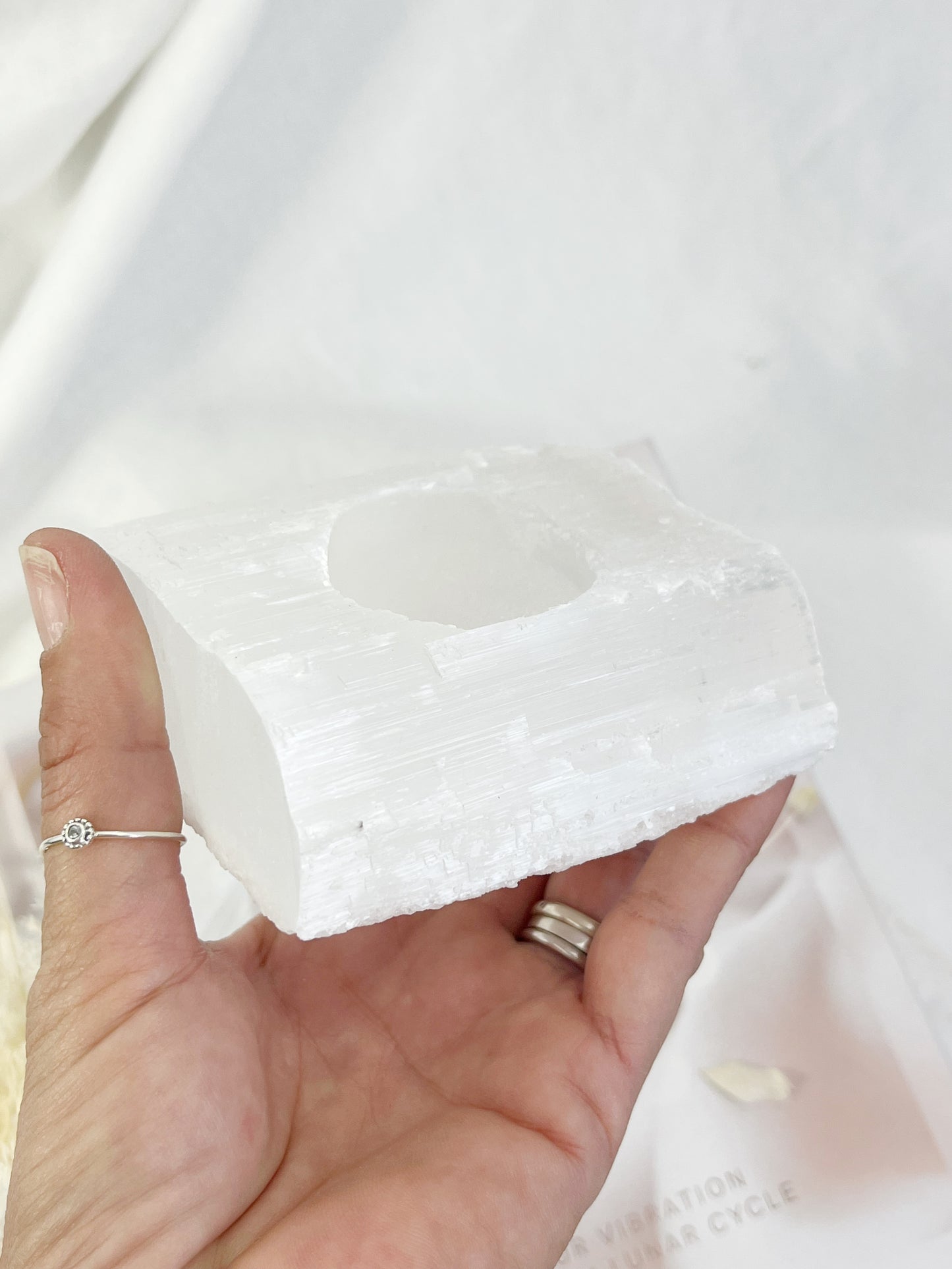 SELENITE CANDLE HOLDER, AUSTRALIA, STONED + SAGED