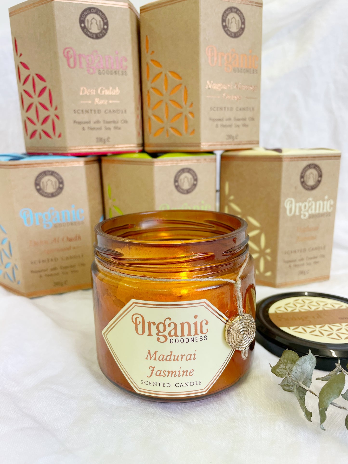 ORGANIC GOODNESS CANDLE, AMBER JAR, STONED AND SAGED AUSTRALIA