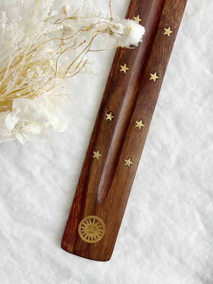 WOODEN INCENSE BURNER || GOLD INLAY