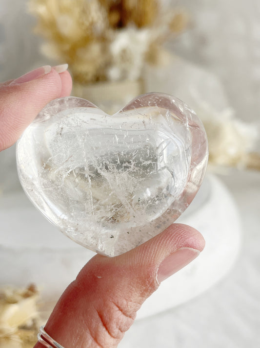 CLEAR QUARTZ PUFF HEART. STONED AND SAGED AUSTRALIA