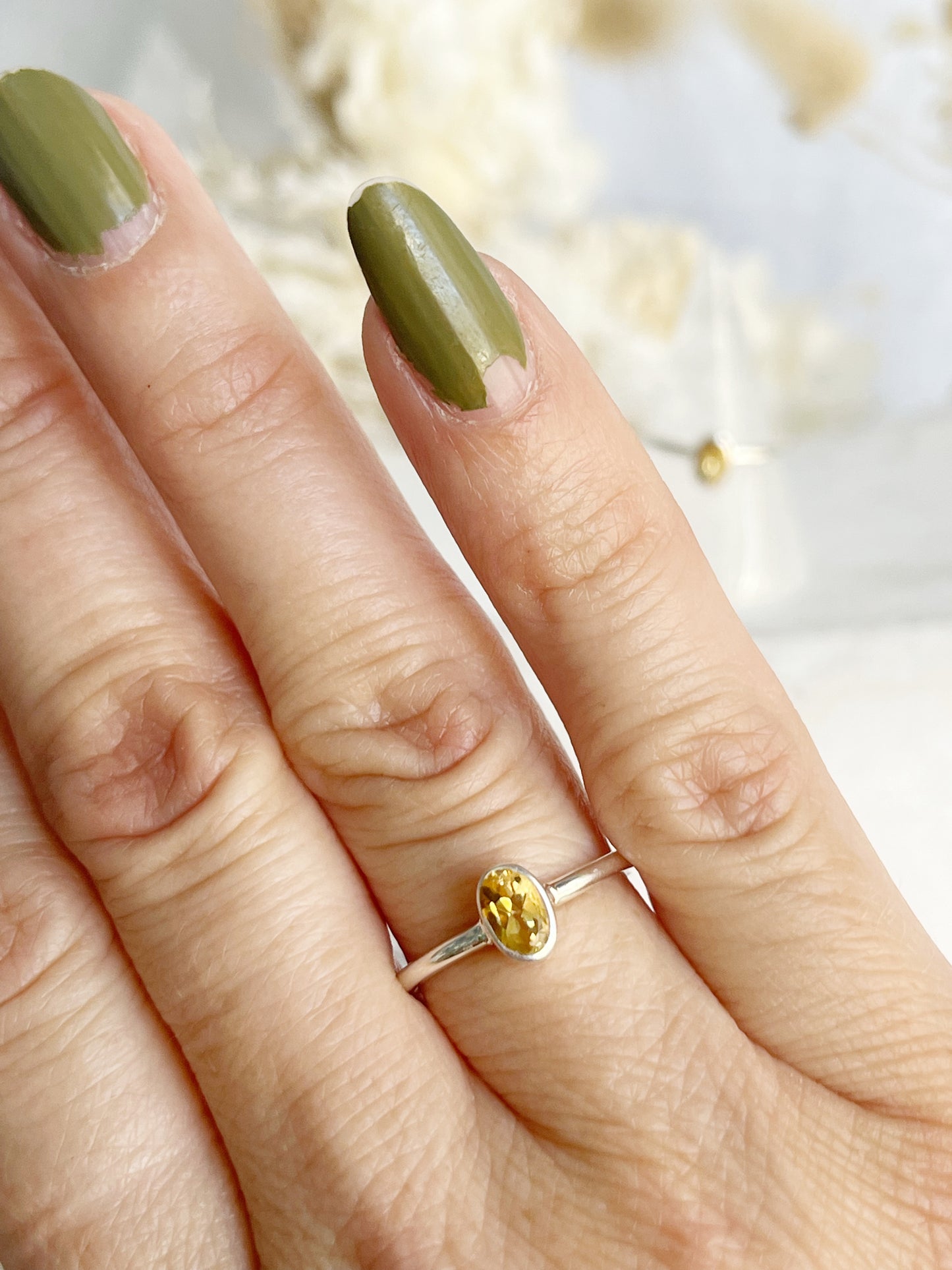 NATURAL CITRINE RING | OVAL STACKABLE