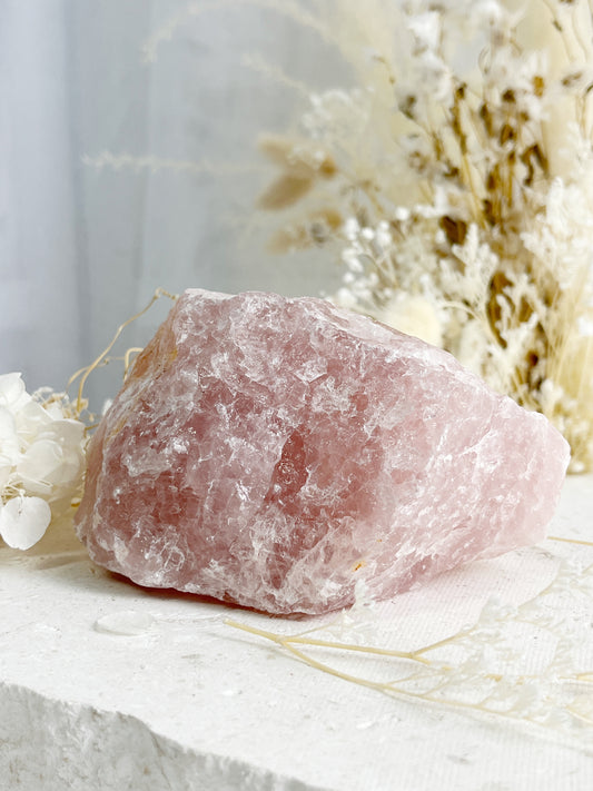 ROSE QUARTZ CRYSTAL ROUGH NATURAL RAW AUSTRALIA SELF LOVE LOVE COMPASSION STONED AND SAGED