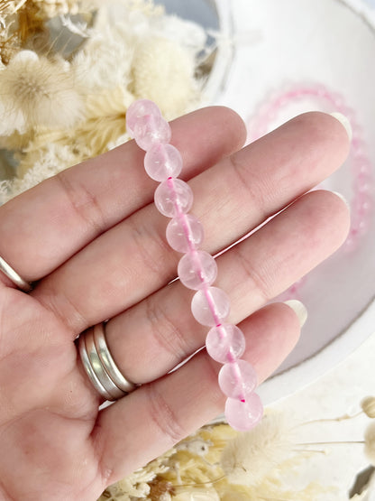 ROSE QUARTZ BEAD BRACELET | 8MM