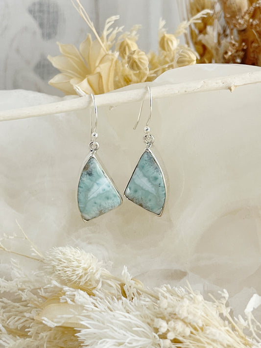 LARIMAR EARRINGS STERLING SILVER. STONED AND SAGED AUSTRALIA