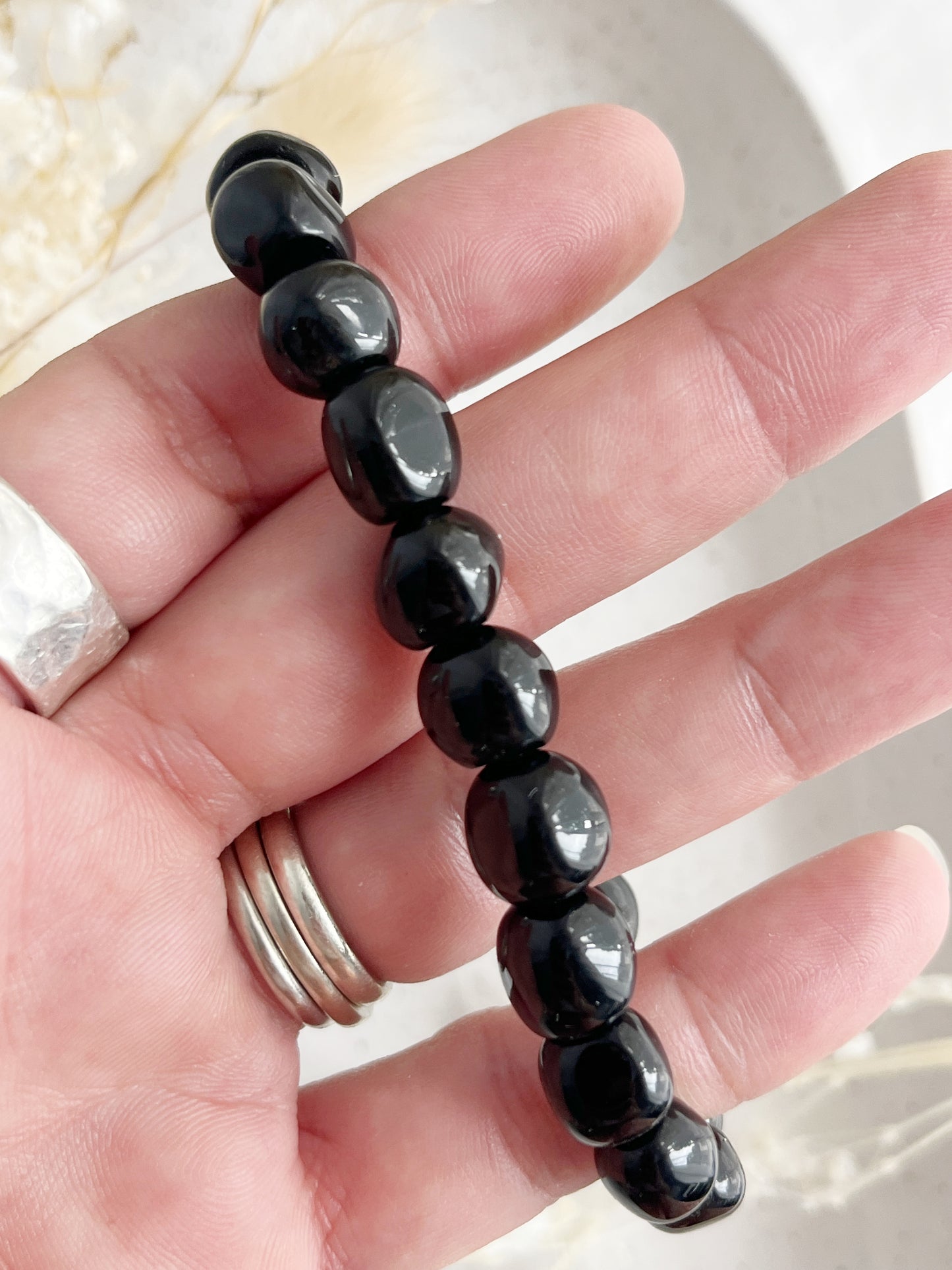 OBSIDIAN PEBBLE BEAD BRACELET || INTUITIVELY CHOSEN