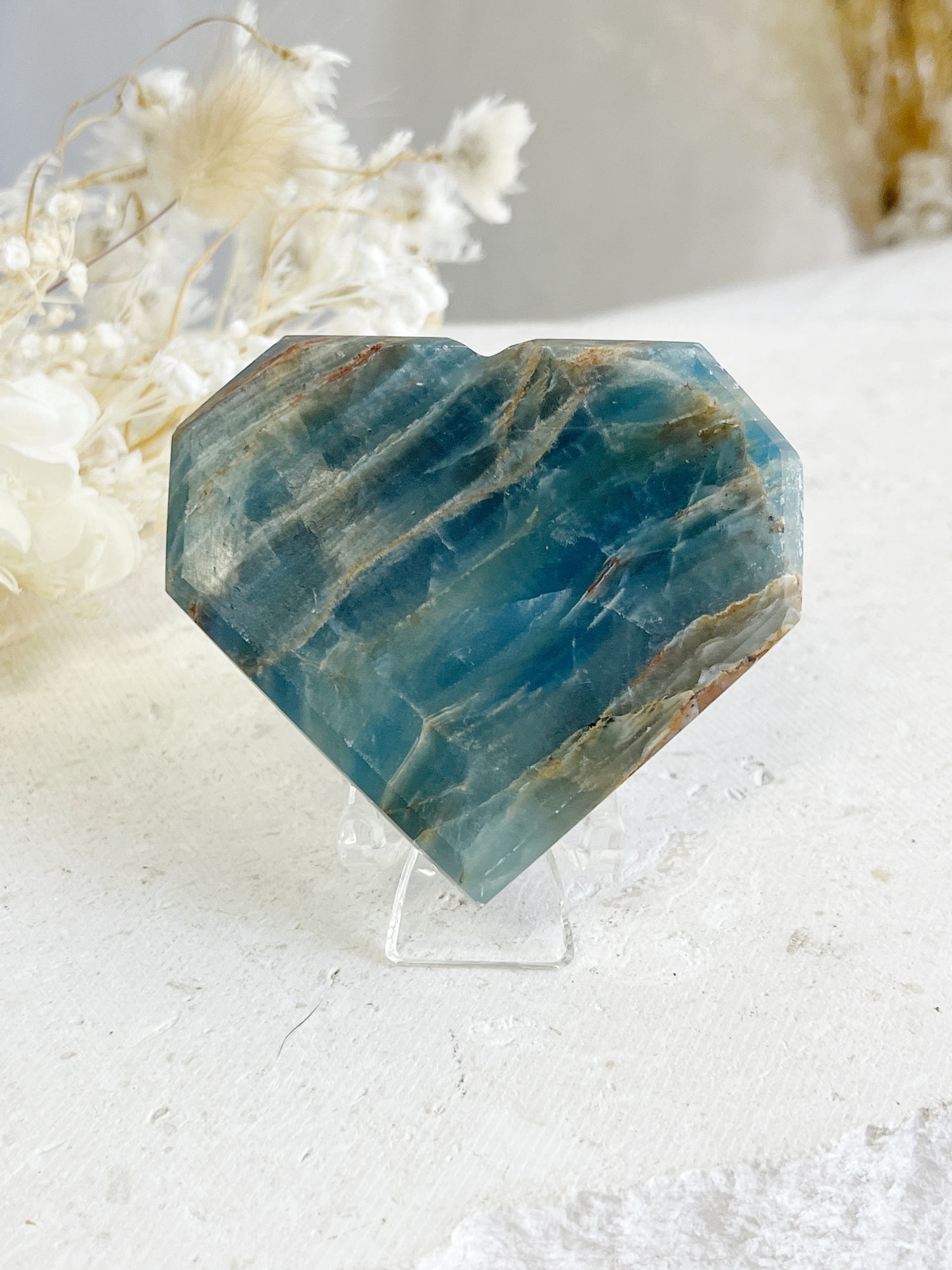 LEMURIAN AQUATINE CALCITE HEART || 30671