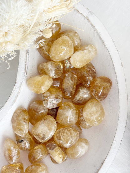 HONEY CALCITE TUMBLE, STONED AND SAGED AUSTRALIA