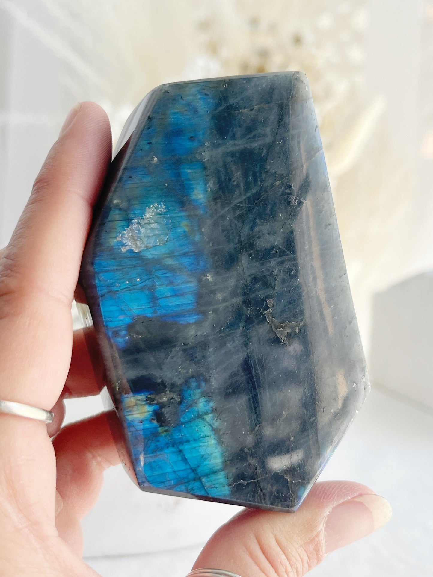 LABRADORITE POLISHED FREEFORM. STONED AND SAGED AUSTRALIA.