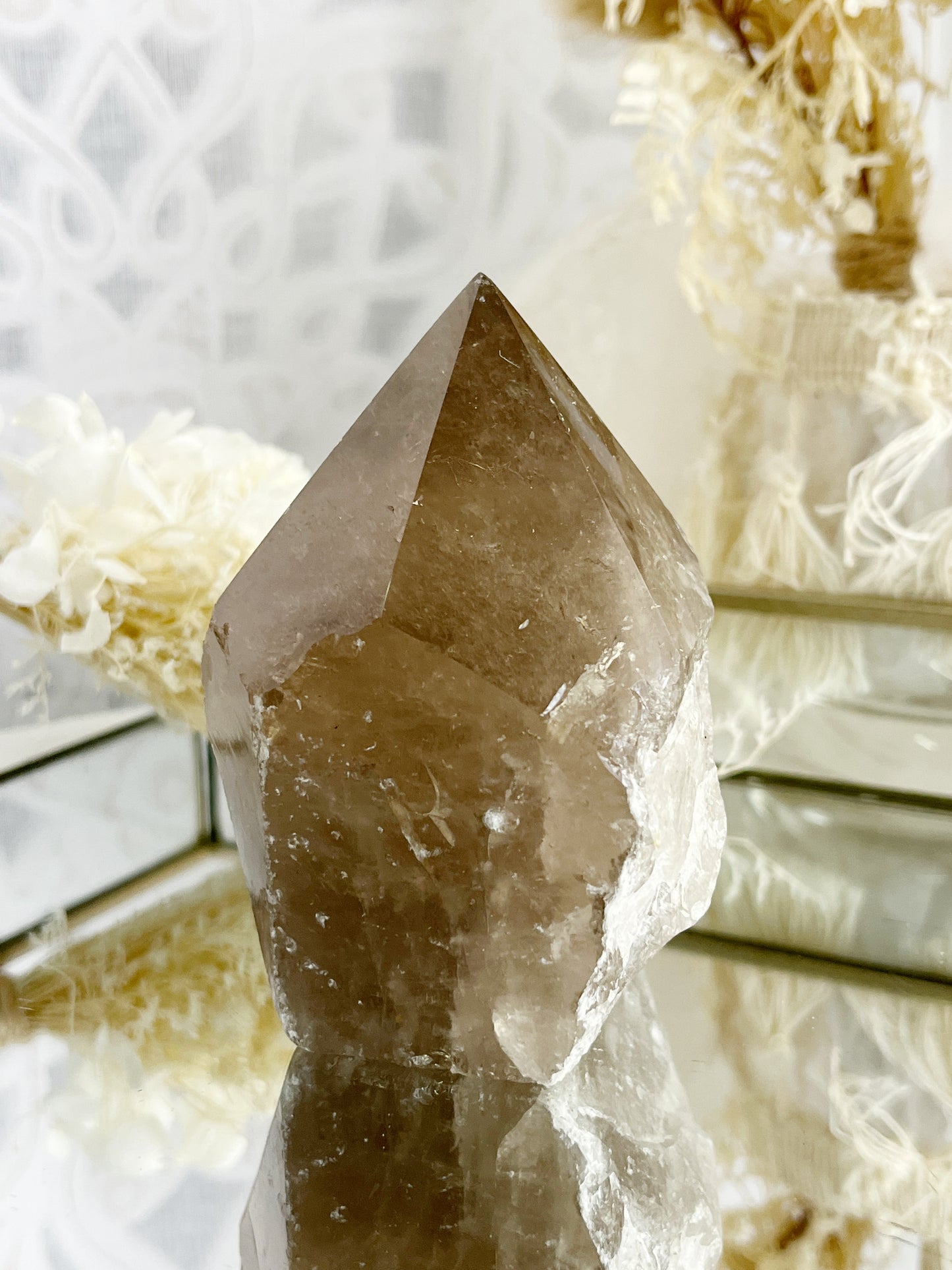 SMOKEY QUARTZ SEMI POLISHED POINT || 30030