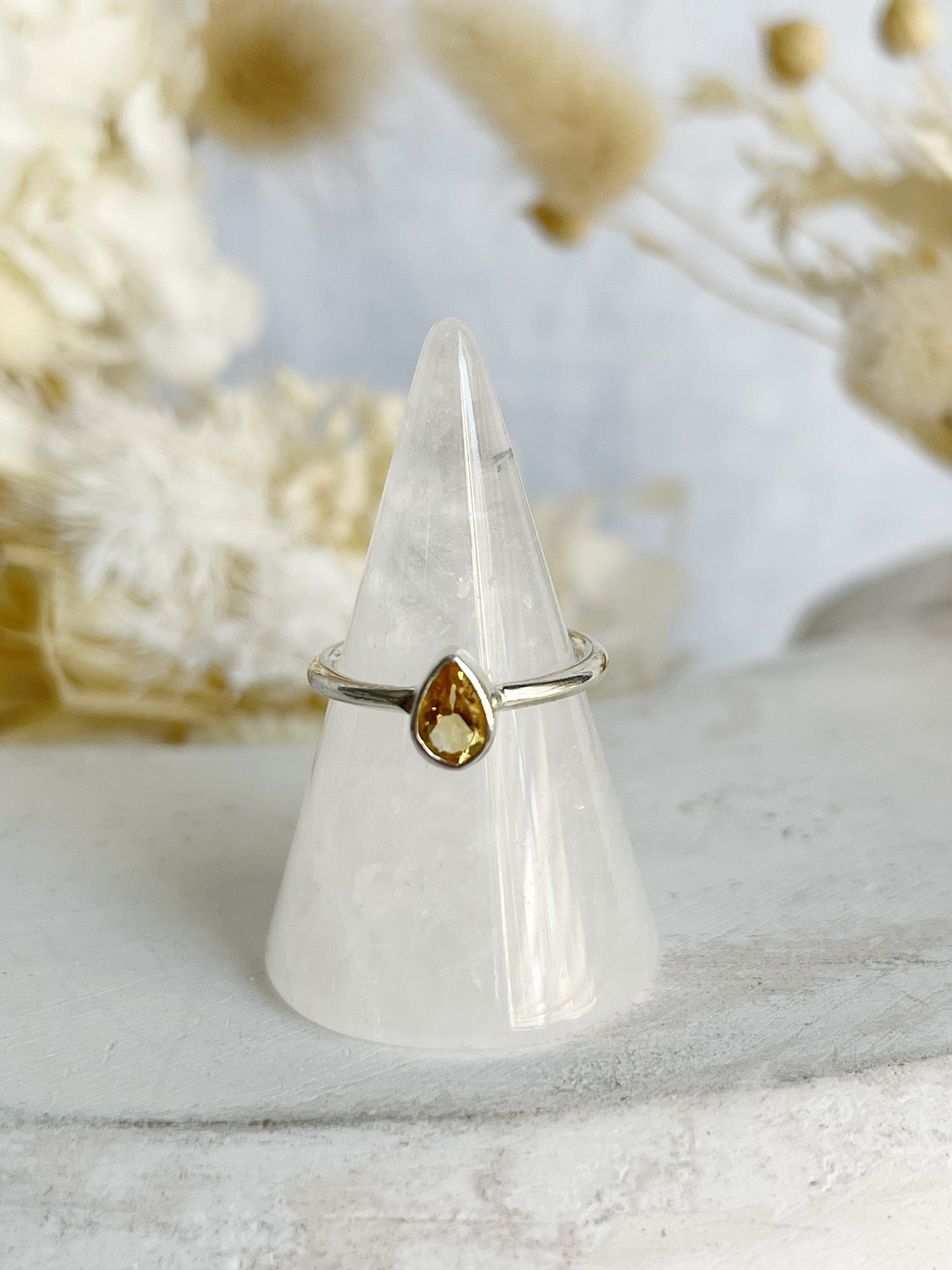 NATURAL CITRINE RING | TEARDROP STACKABLE