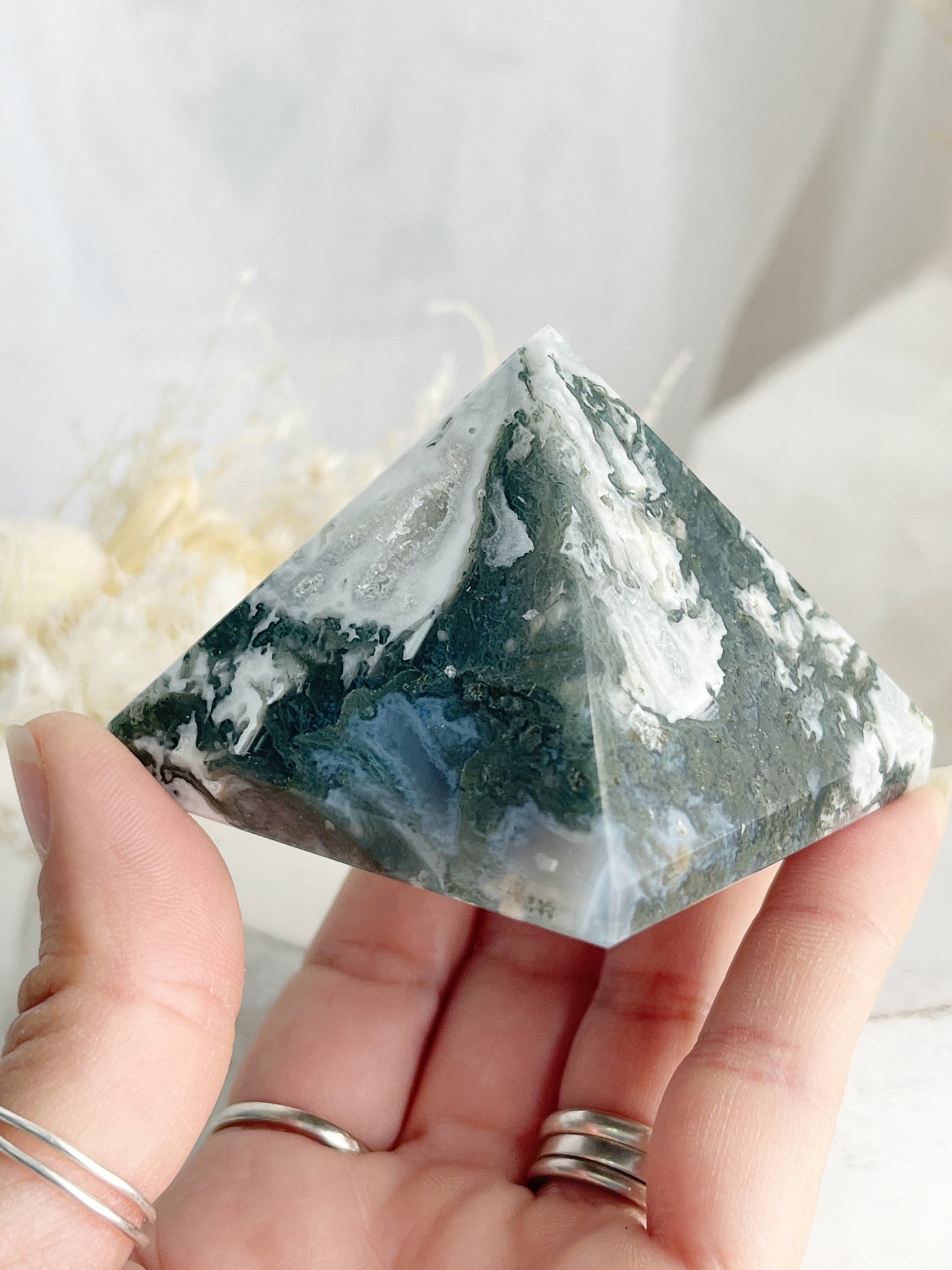 MOSS AGATE PYRAMID, STONED AND SAGED AUSTRALIA