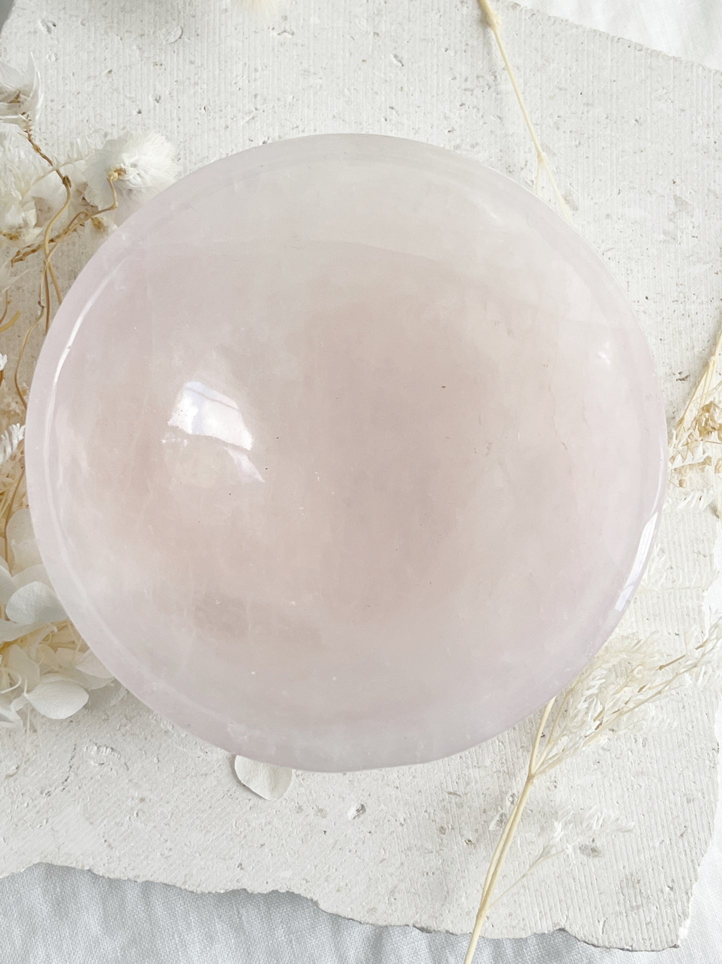 ROSE QUARTZ CRYSTAL BOWL AUSTRALIA SELF LOVE LOVE COMPASSION STONED AND SAGED