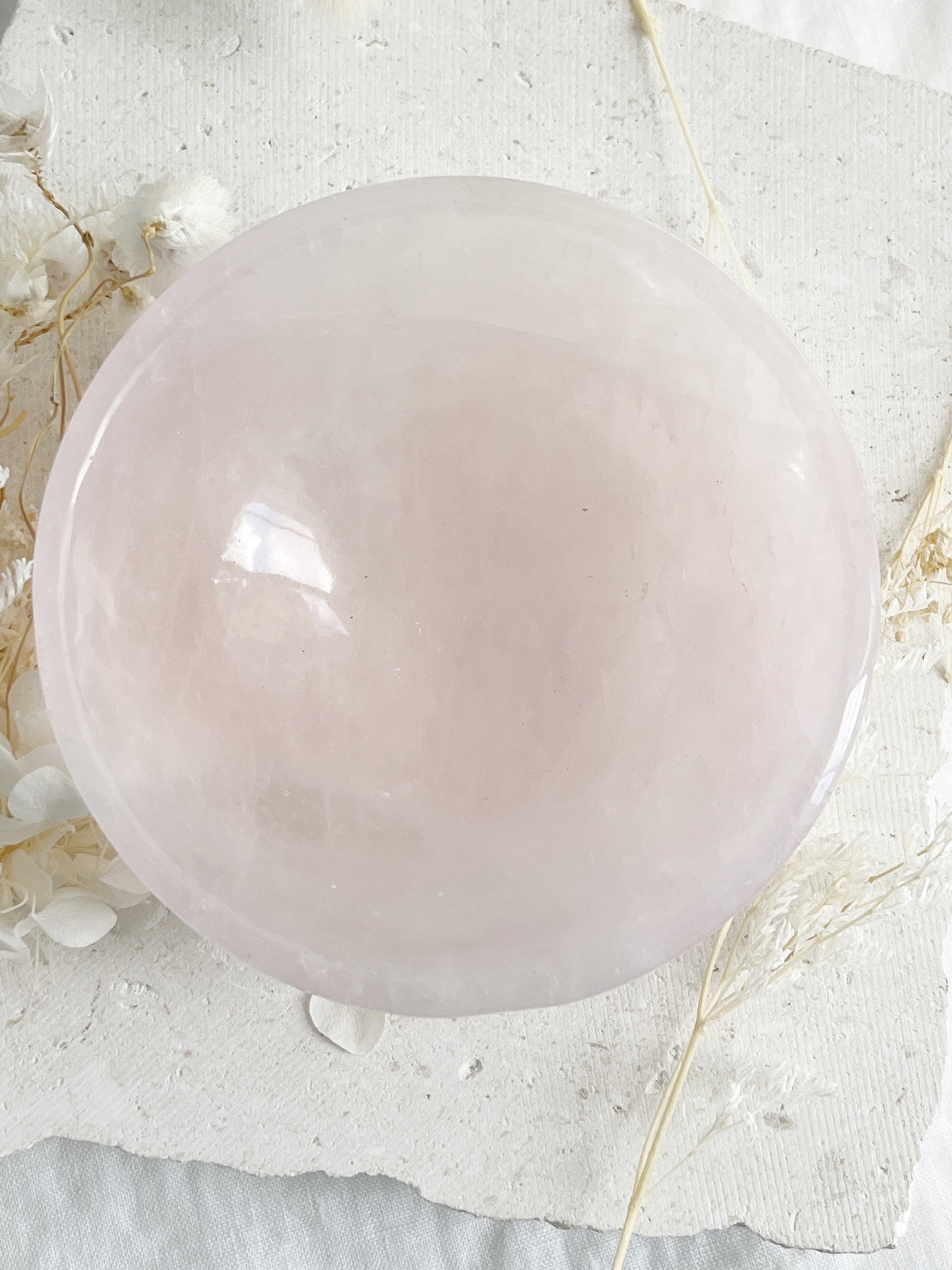 ROSE QUARTZ CRYSTAL BOWL AUSTRALIA SELF LOVE LOVE COMPASSION STONED AND SAGED