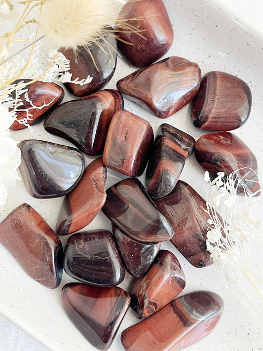 RED TIGERS EYE TUMBLE, STONED AND SAGED AUSTRALIA