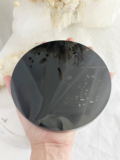 BLACK OBSIDIAN SCRYING MIRROR, AUSTRALIA STONED AND SAGED