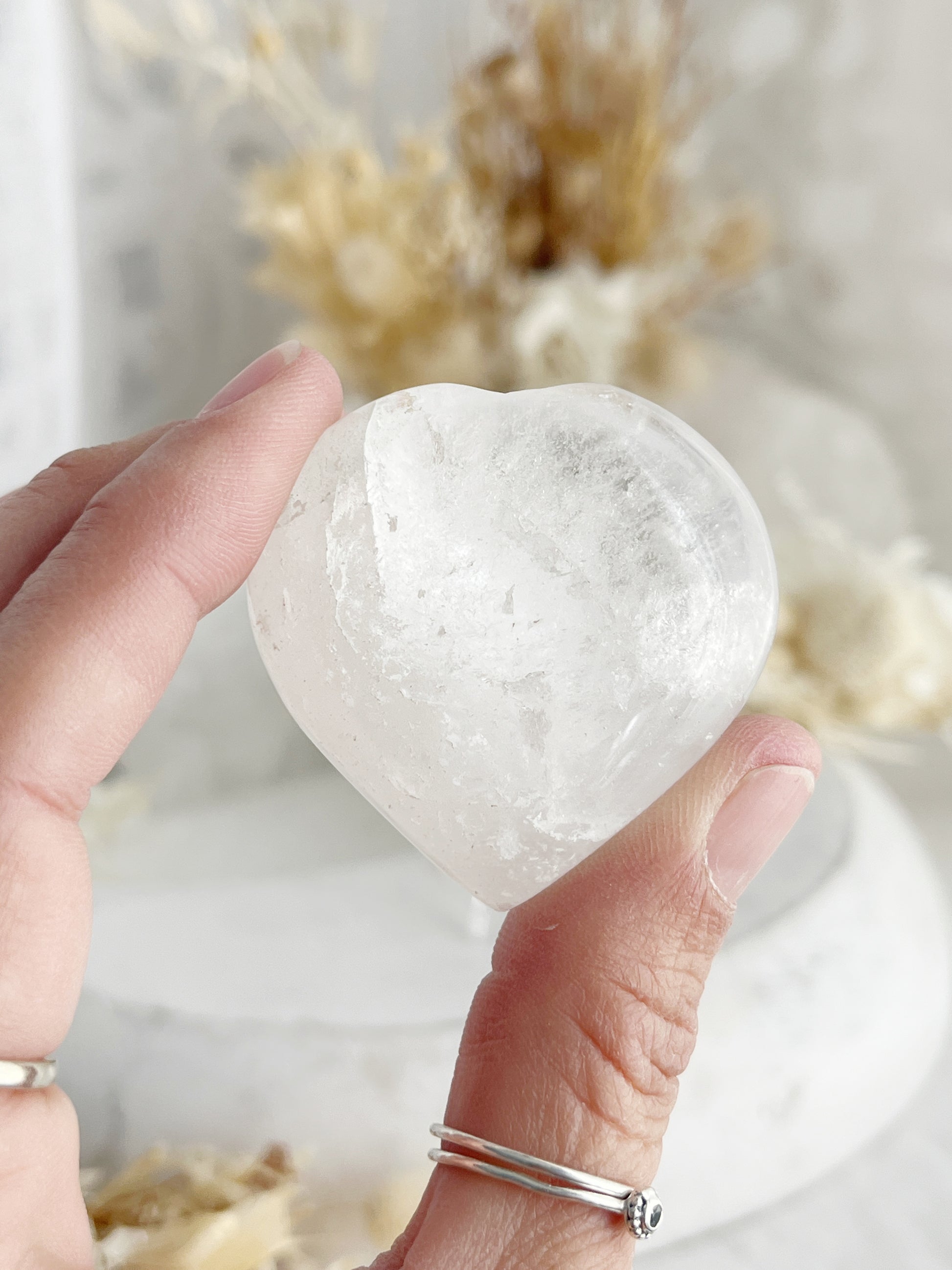 CLEAR QUARTZ PUFF HEART