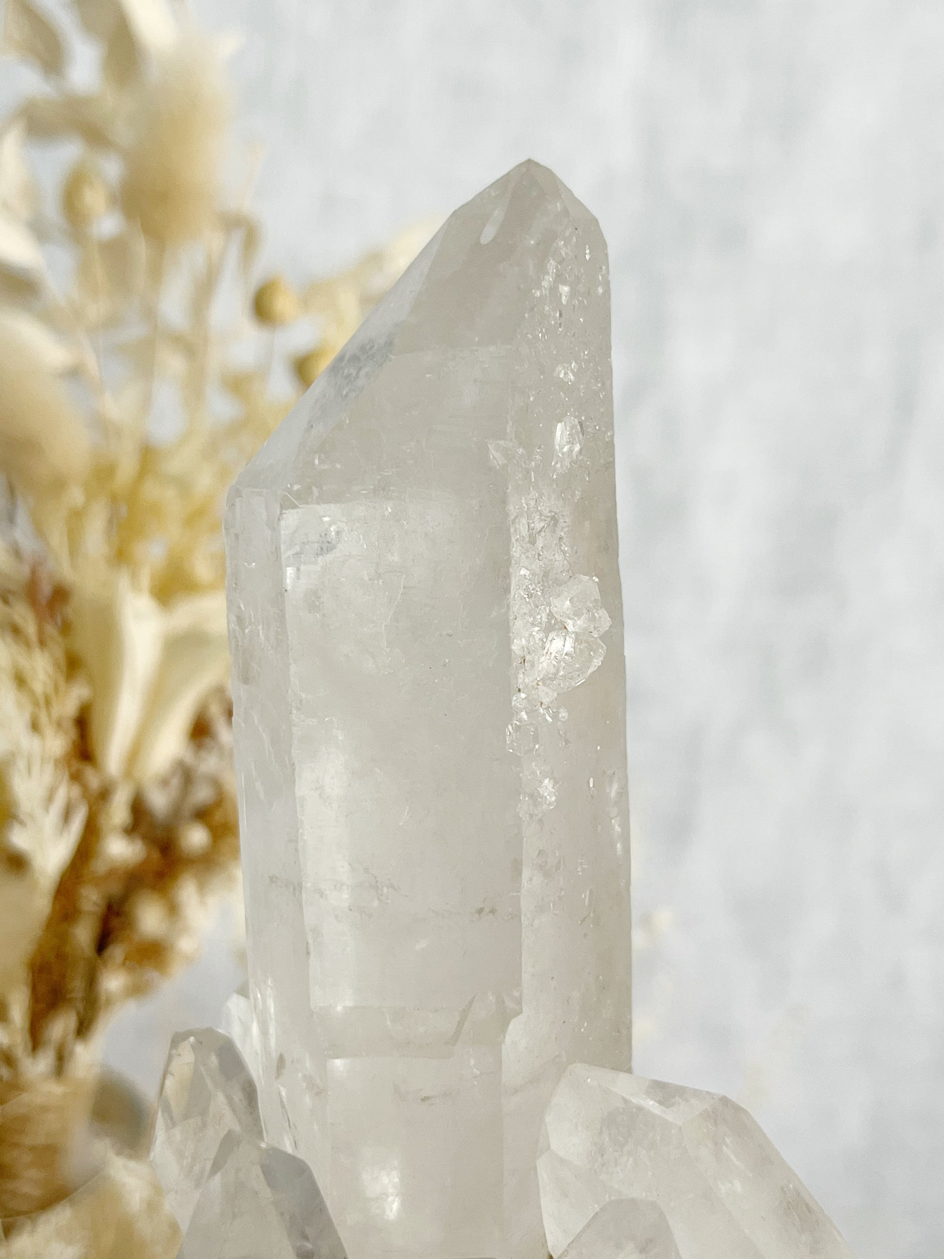 CLEAR QUARTZ CLUSTER ON STAND, STONED AND SAGED AUSTRALIA