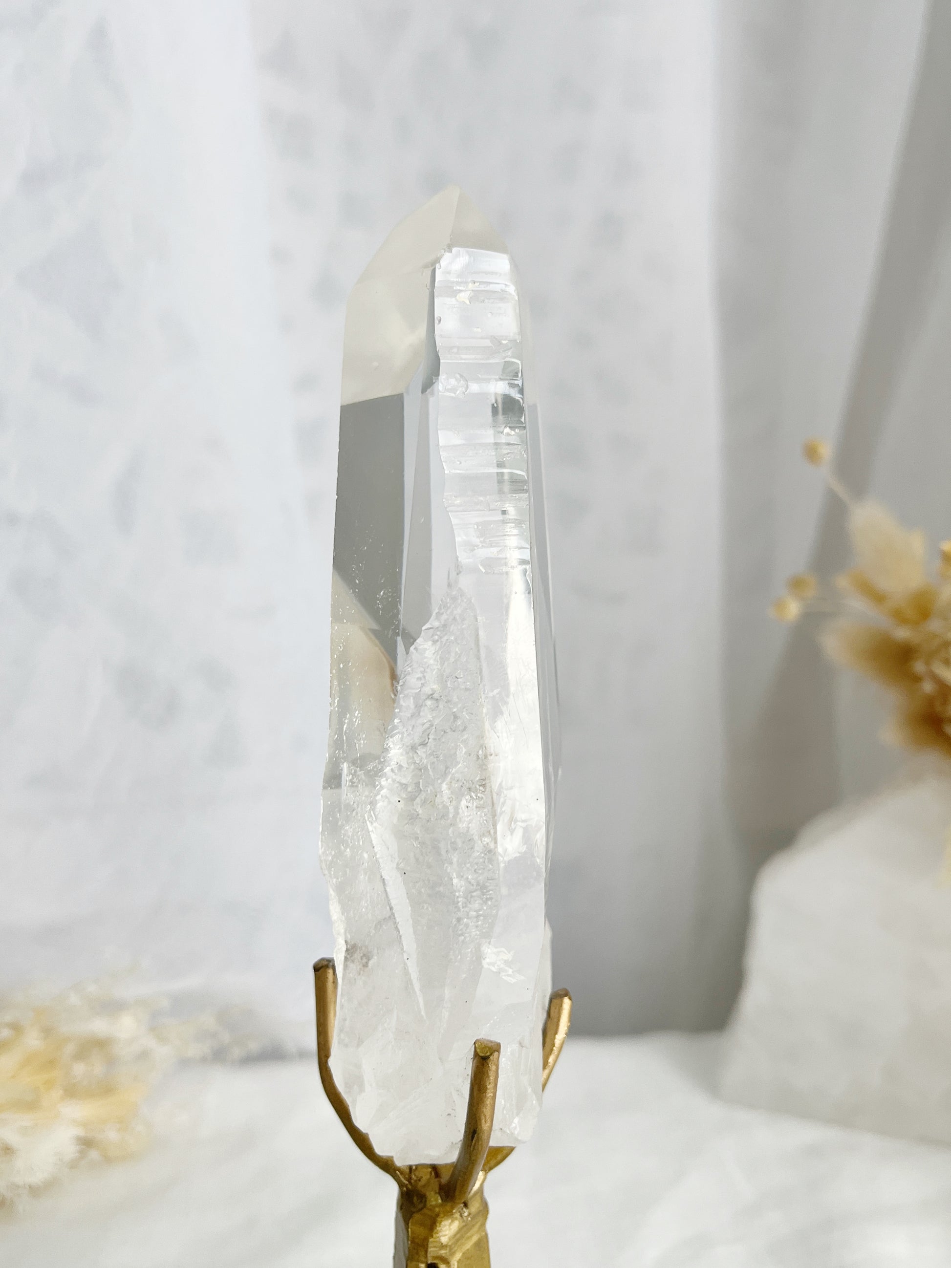 LEMURIAN QUARTZ POINT ON STAND, STONED AND SAGED AUSTRALIA