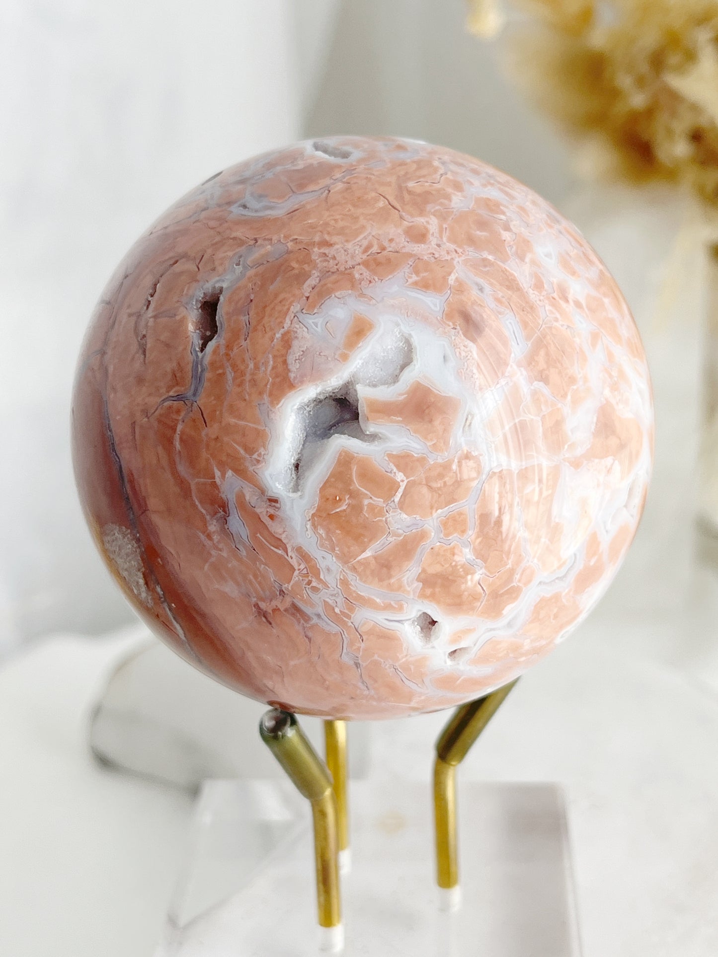 PINK PETAL AGATE SPHERE || 20653