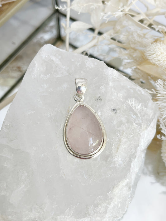 ROSE QUARTZ PENDANT STERLING SILVER STONED AND SAGED AUSTRALIA