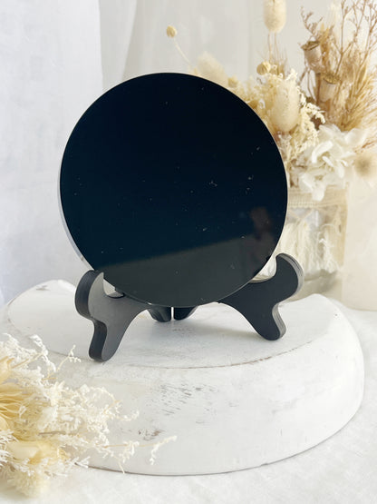 BLACK OBSIDIAN SCRYING MIRROR, AUSTRALIA STONED AND SAGED