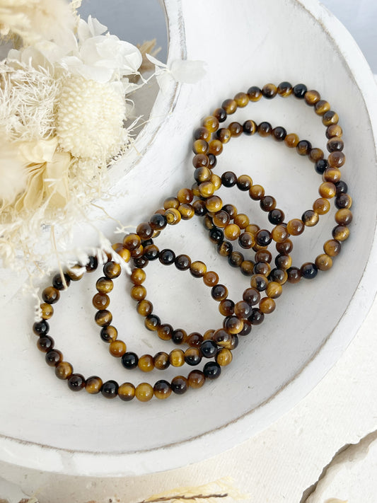 TIGERS EYE BEAD BRACELET, 6MM, STONED AND SAGED AUSTRALIA