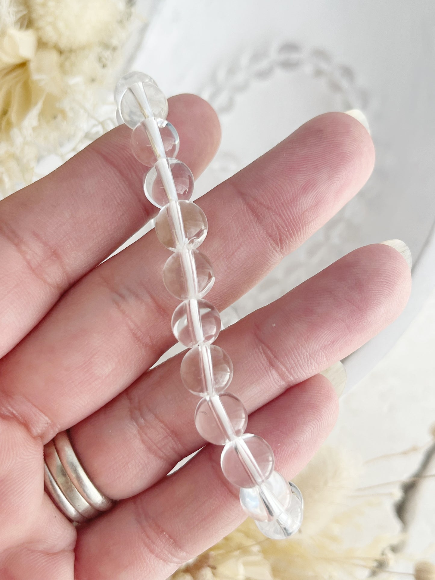 CLEAR QUARTZ  BEAD BRACELET | 8MM