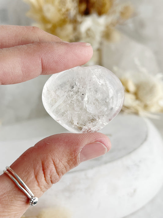 CLEAR QUARTZ PUFF HEART. STONED AND SAGED AUSTRALIA