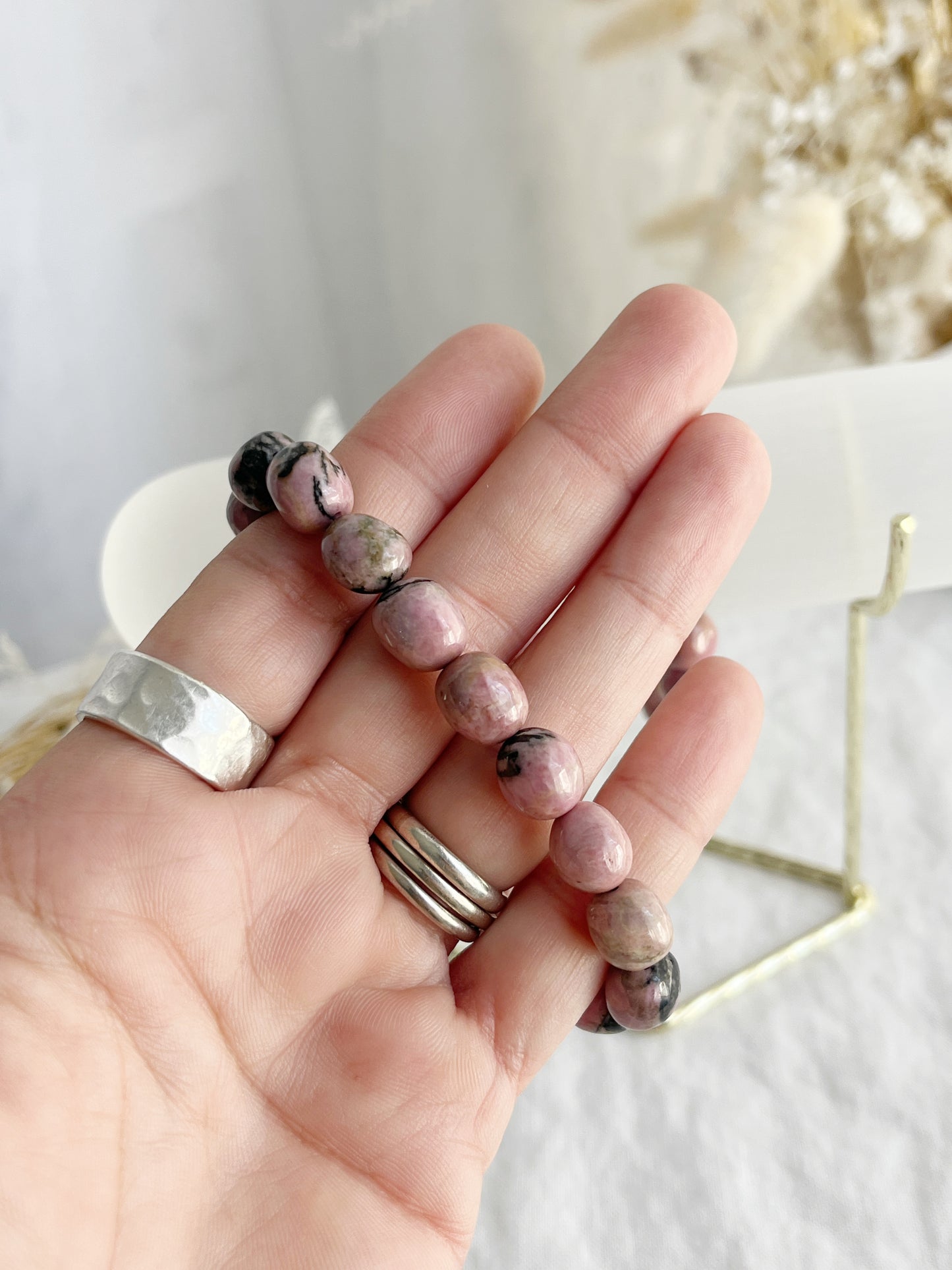 RHODONITE PEBBLE BEAD BRACELET || INTUITIVELY CHOSEN