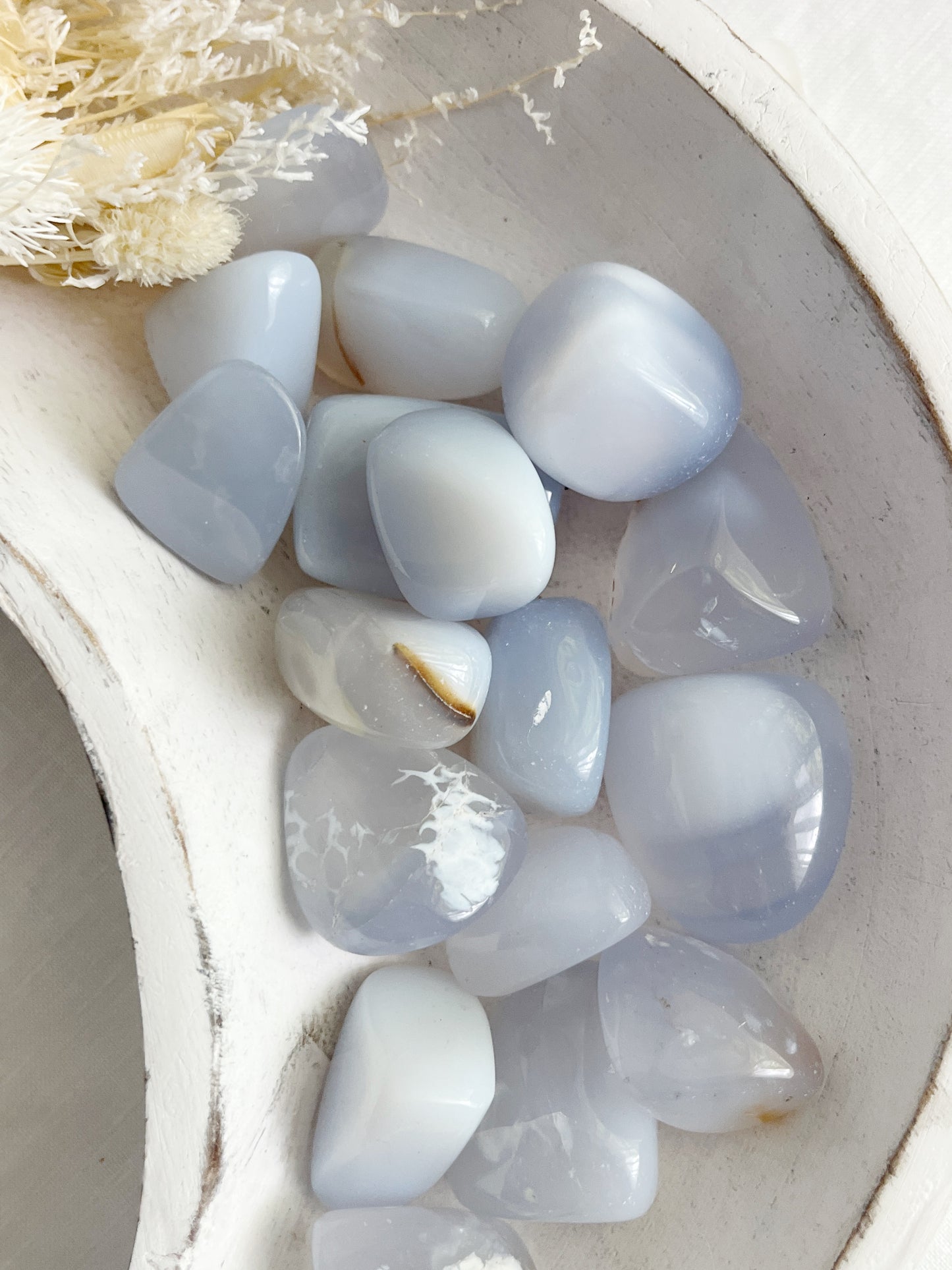 BLUE CHALCEDONY TUMBLE, STONED AND SAGED AUSTRALIA