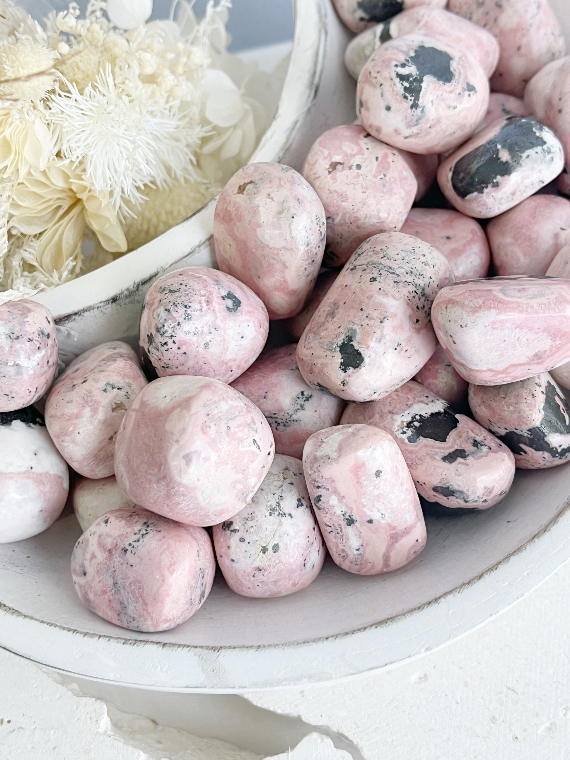 PERUVIAN RHODONITE TUMBLE, LARGE, STONED AND SAGED AUSTRALIA