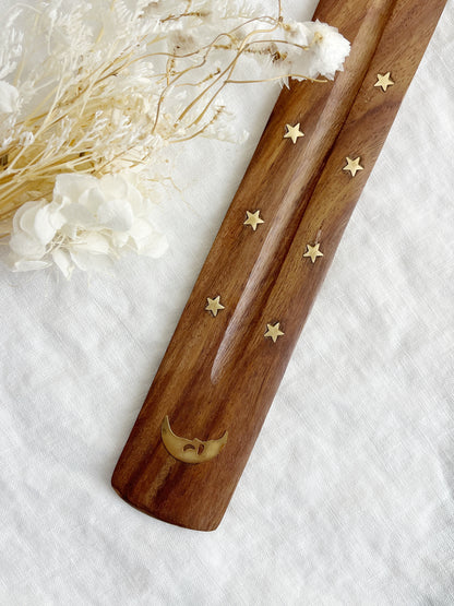 WOODEN INCENSE BURNER || GOLD INLAY