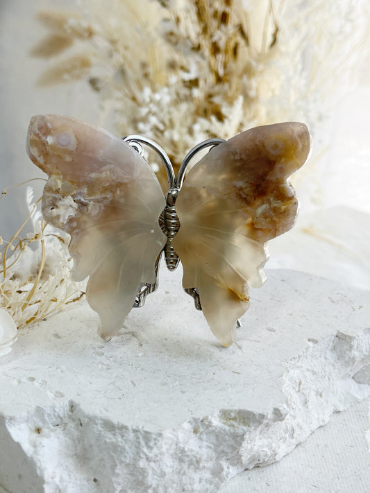 FLOWER AGATE CRYSTAL BUTTERFLY AUSTRALIA SELF GROWTH TRANSFORMATION LOVE HEALING STONED AND SAGED