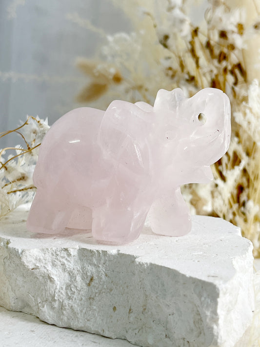 ROSE QUARTZ CRYSTAL  ELEPHANT AUSTRALIA SELF LOVE LOVE COMPASSION STONED AND SAGED 