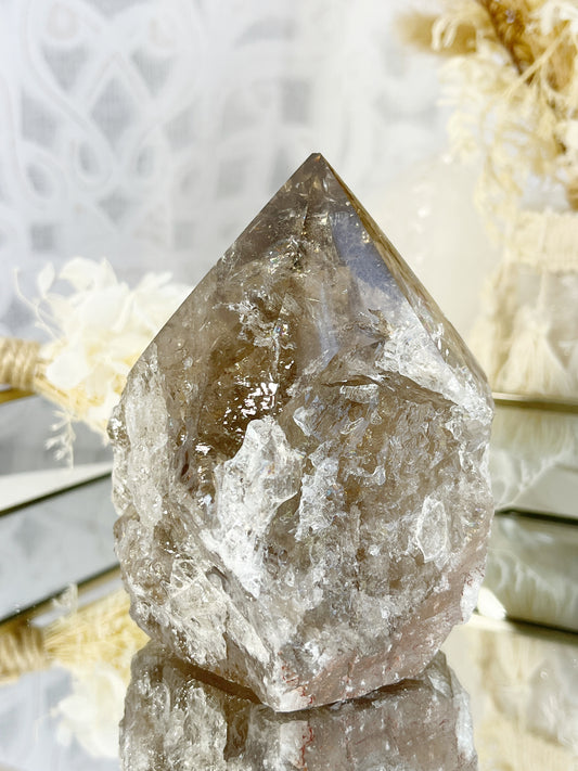 SMOKEY QUARTZ SEMI POLISHED POINT || 30031