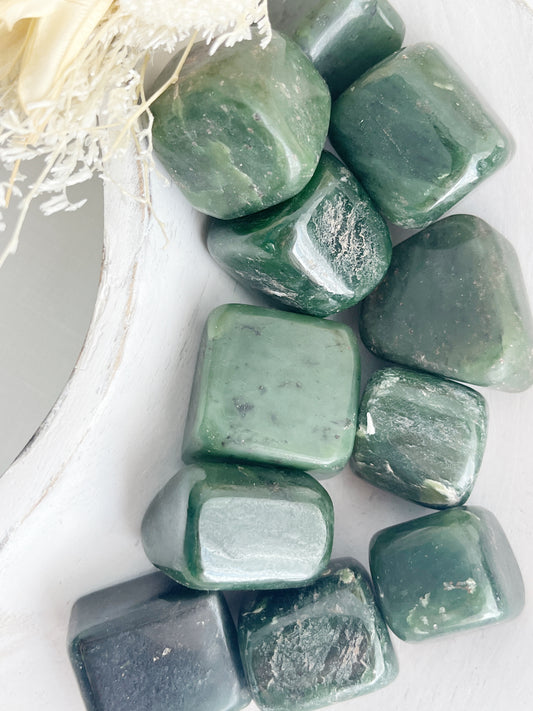 NEPHRITE JADE TUMBLE, STONED AND SAGED AUSTRALIA