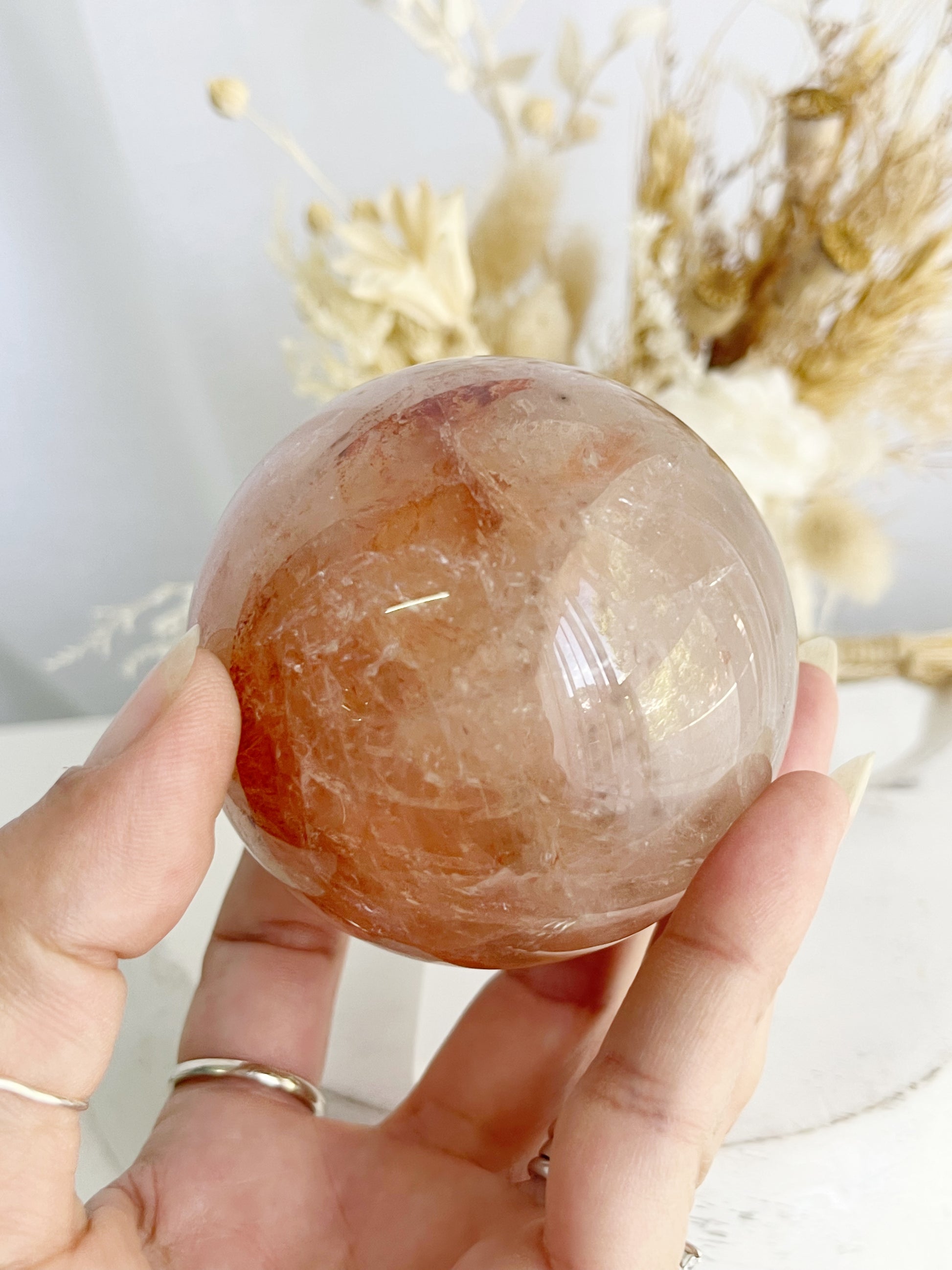 FIRE QUARTZ SPHERE CRYSTAL SHOP AUSTRALIA STONED AND SAGED