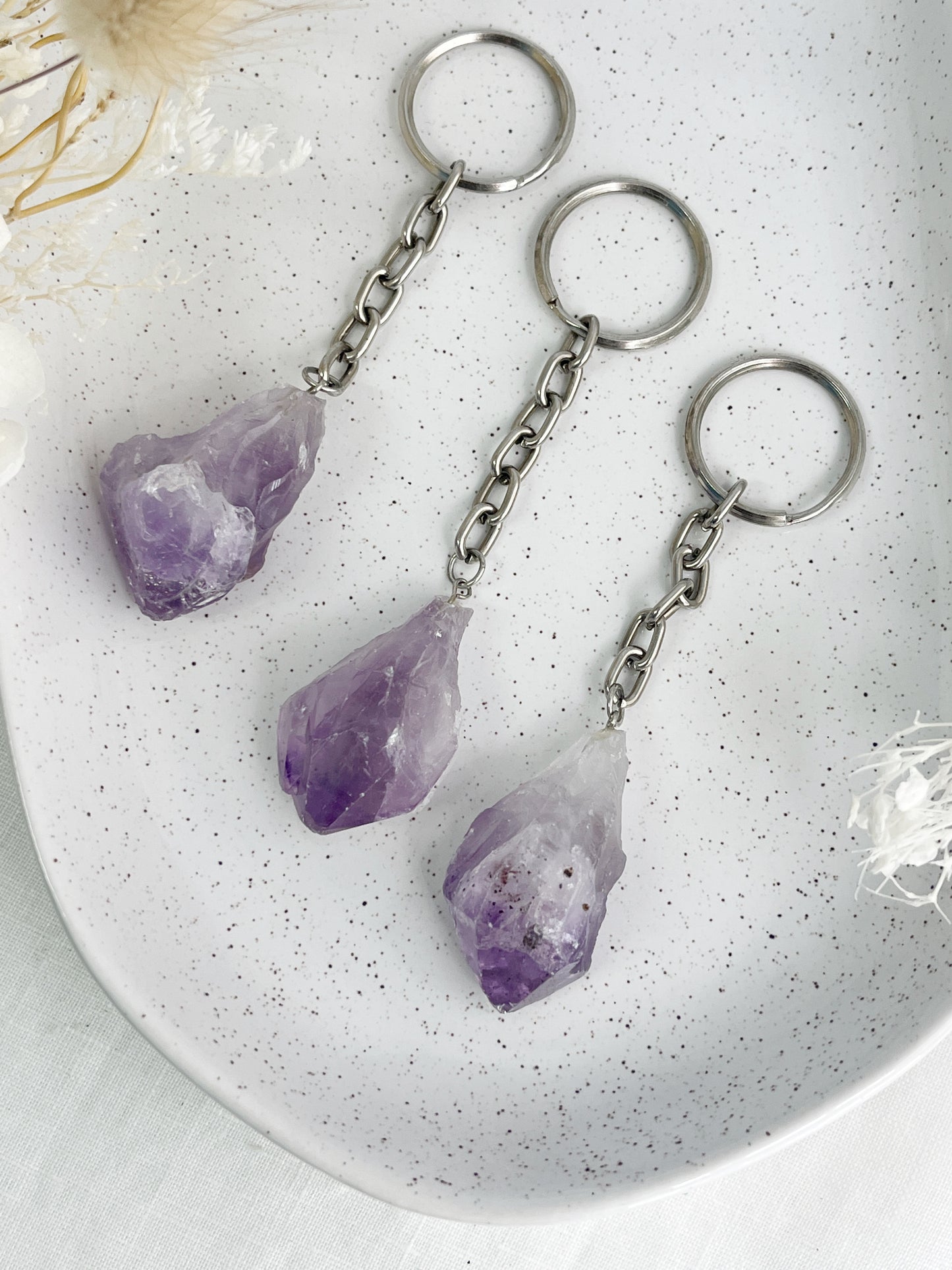 AMETHYST POINT KEYRING