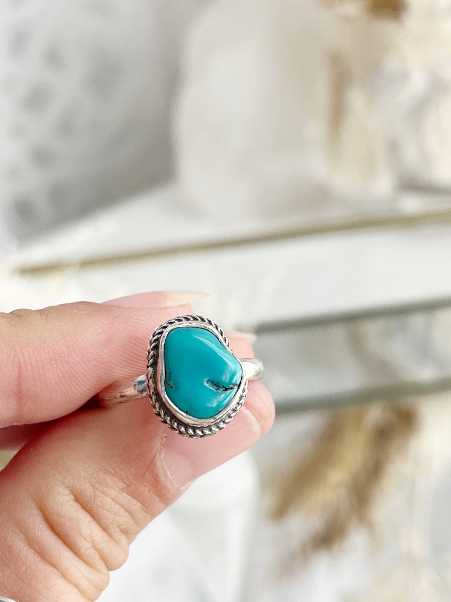 TURQUOISE FREEFORM RING || SIZE 9 SS