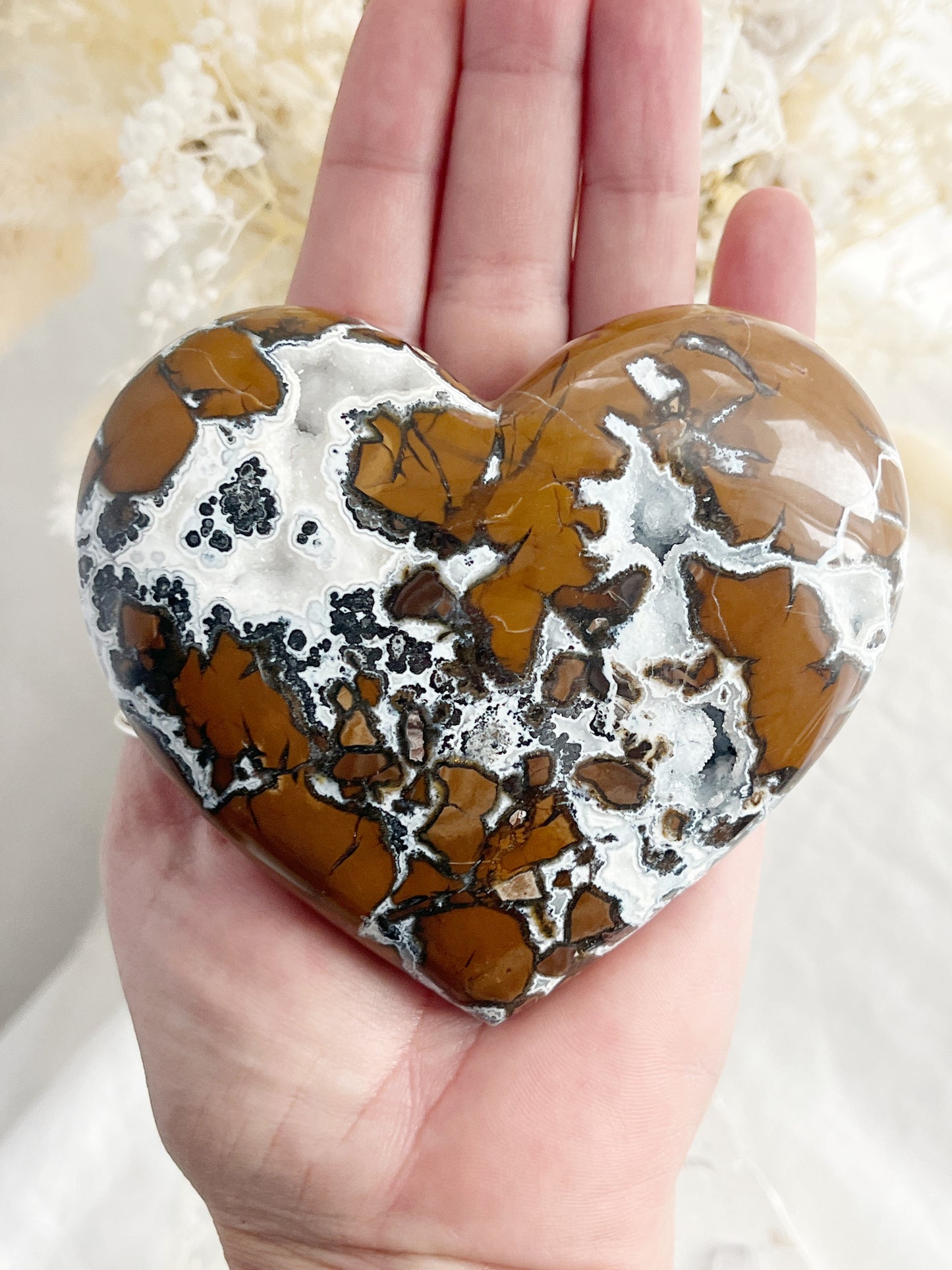 BROWN BRECCIATED JASPER HEART || 31540