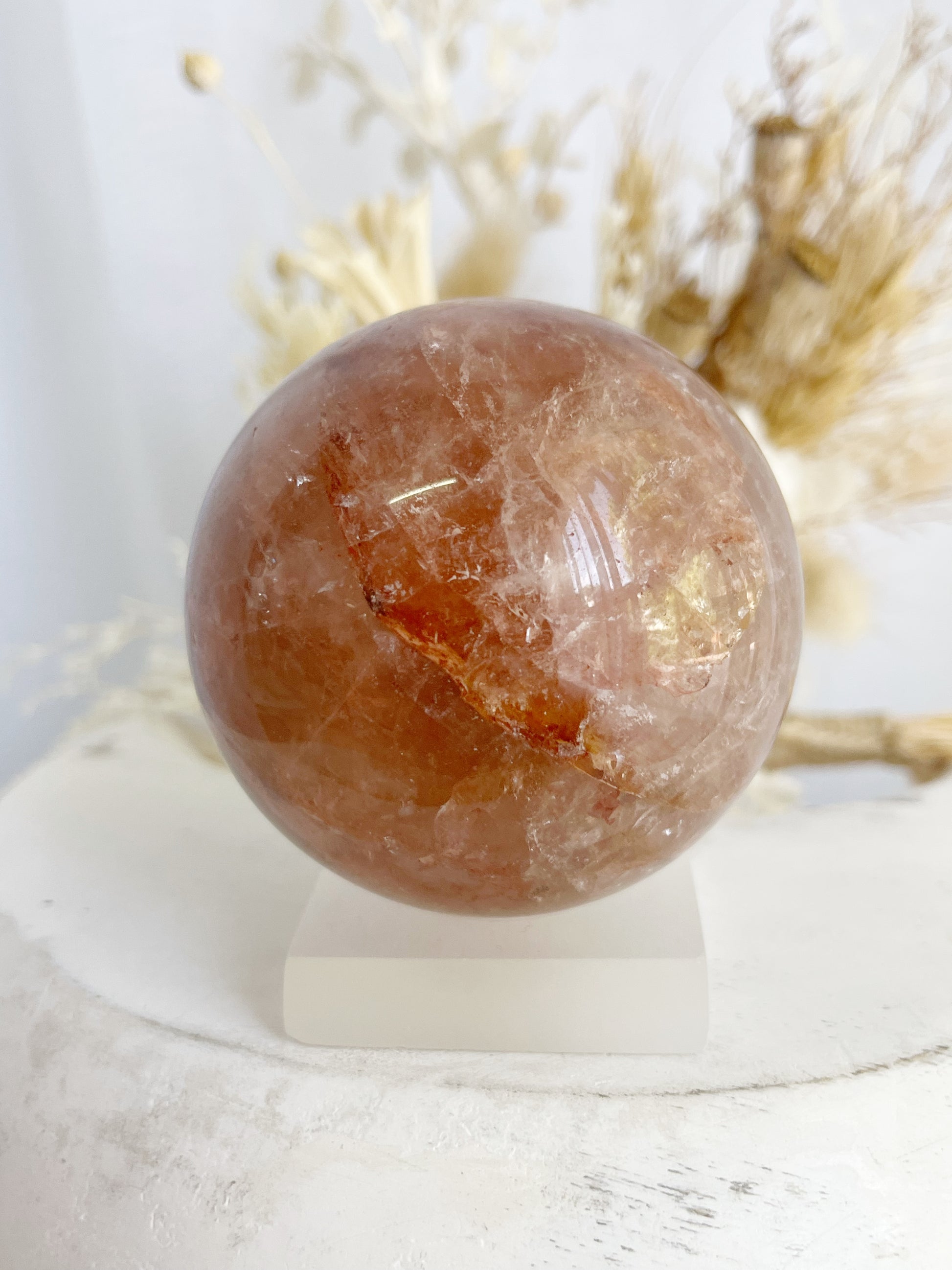 FIRE QUARTZ SPHERE CRYSTAL SHOP AUSTRALIA STONED AND SAGED