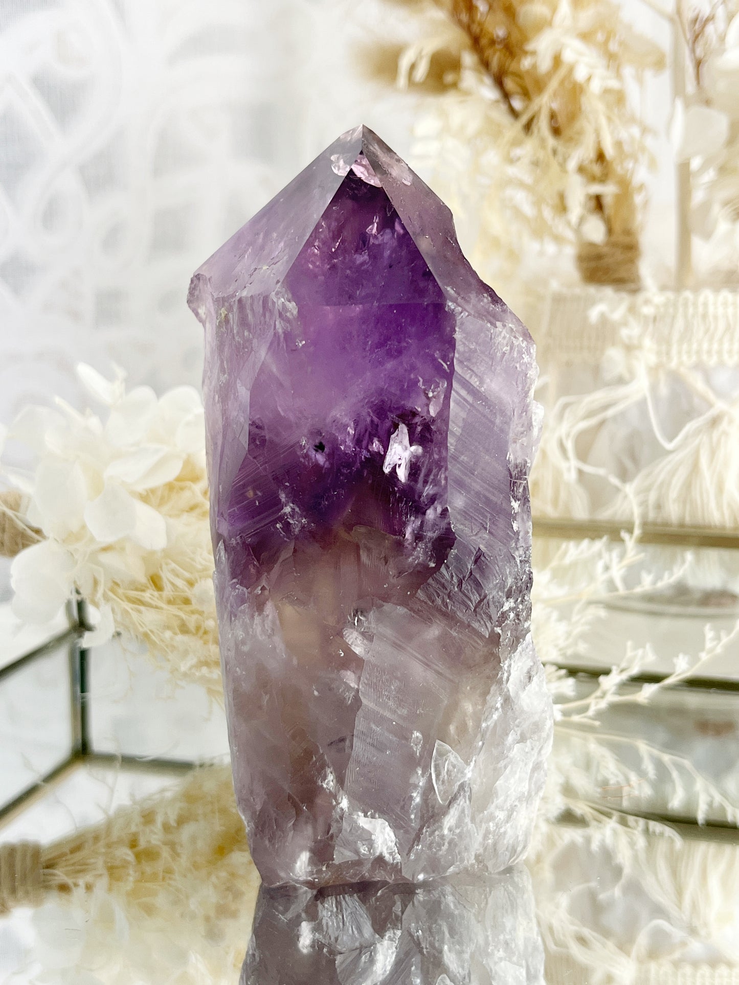 PHANTOM AMETHYST SEMI POLISHED POINT || 30038