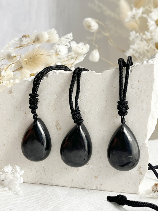 SHUNGITE NECKLACE || BLACK CORD