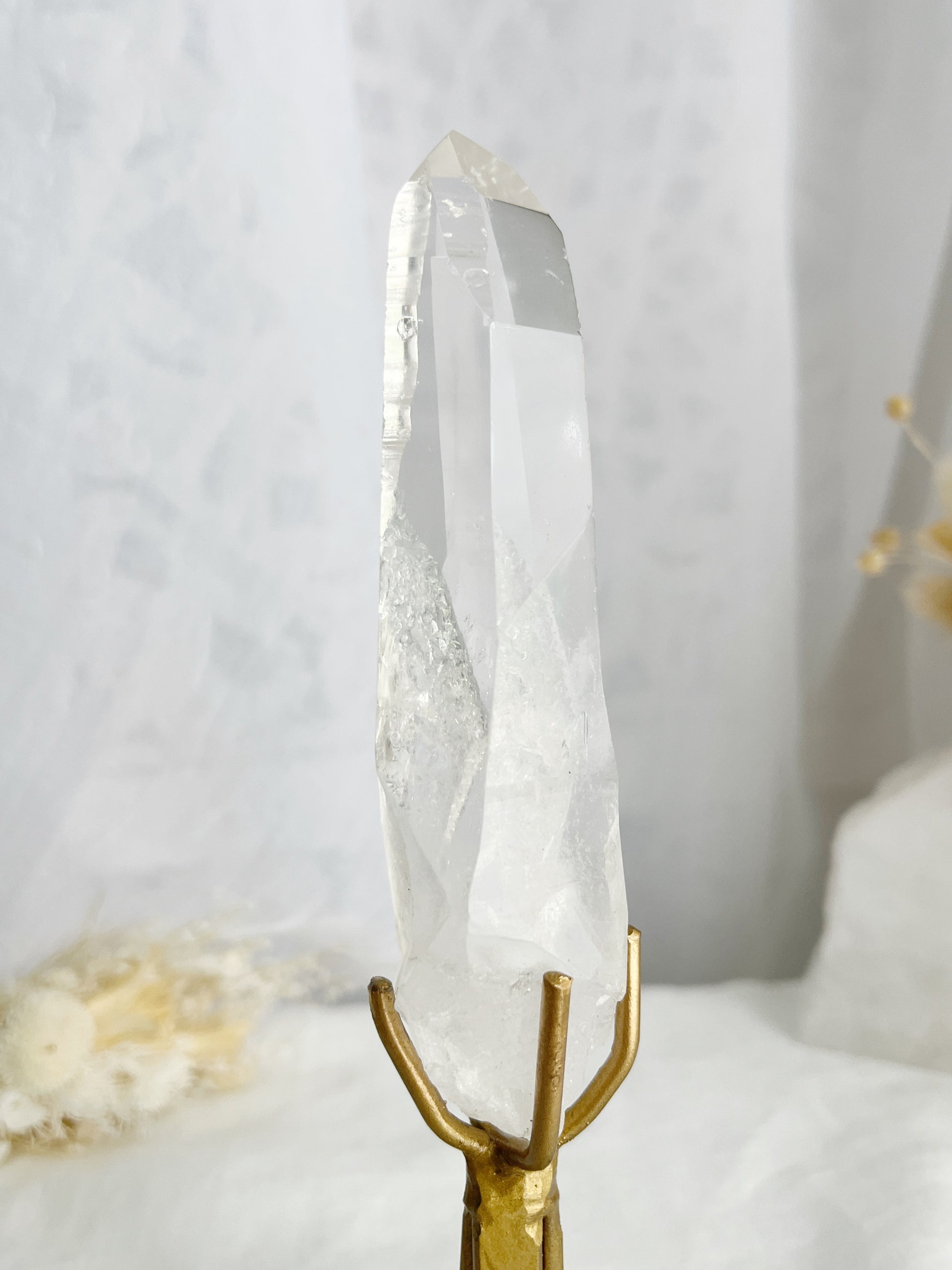 LEMURIAN QUARTZ POINT ON STAND, STONED AND SAGED AUSTRALIA