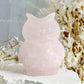 ROSE QUARTZ CRYSTAL  OWL BIRD CARVING AUSTRALIA SELF LOVE LOVE COMPASSION STONED AND SAGED 